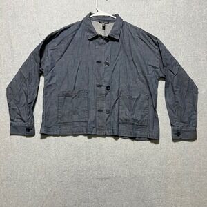 EILEEN FISHER Organic Cotton Denim Chore lightweight Jacket Shirt Women S P Blue